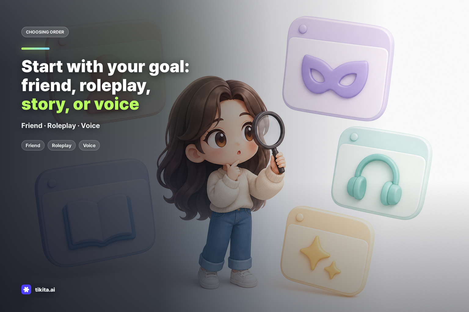 Illustration showing how to choose an AI character chat app