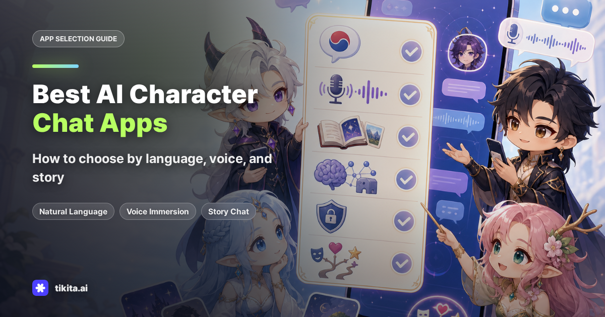 Illustration of criteria for choosing an AI character chat app