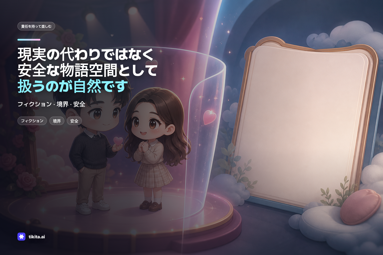 AI恋愛チャットの安全な境界を表すイラスト