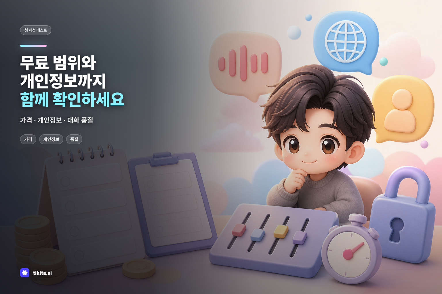 AI 채팅 앱 첫 세션 테스트를 표현한 일러스트
