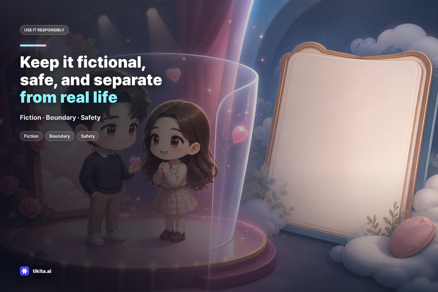 Illustration showing safe boundaries for AI romance chat